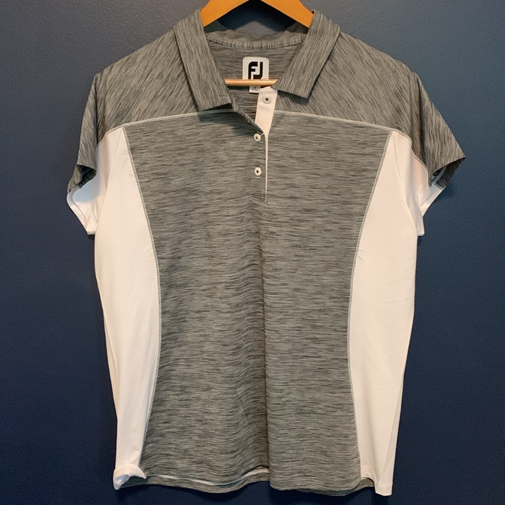 FOOTJOY Lisle spacedye black/white shirt sleeve golf shirt